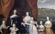 Cornelius Johnson Arthur,1st Baron Capel and his family oil